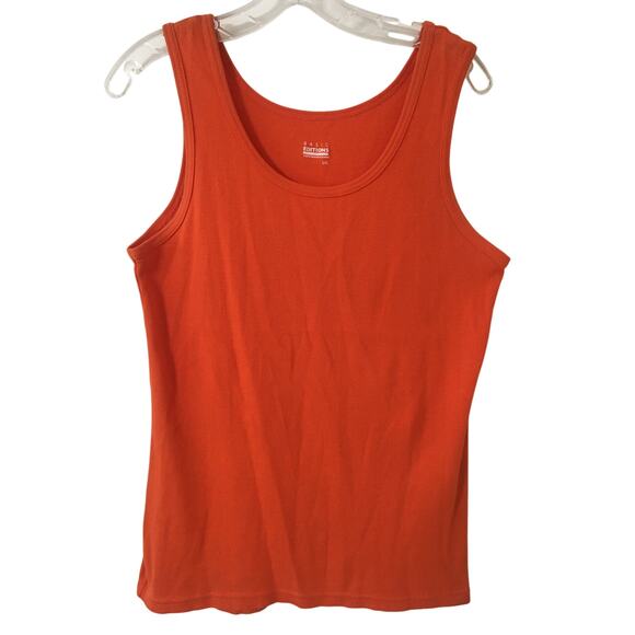 Basic Editions 100% Cotton Size Large Orange Tank Top - Picture 1 of 3